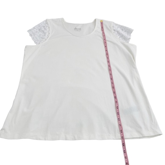 D&Co. Denim&Co. White Top With Lace Sleeves, Size XL - Picture 5 of 8